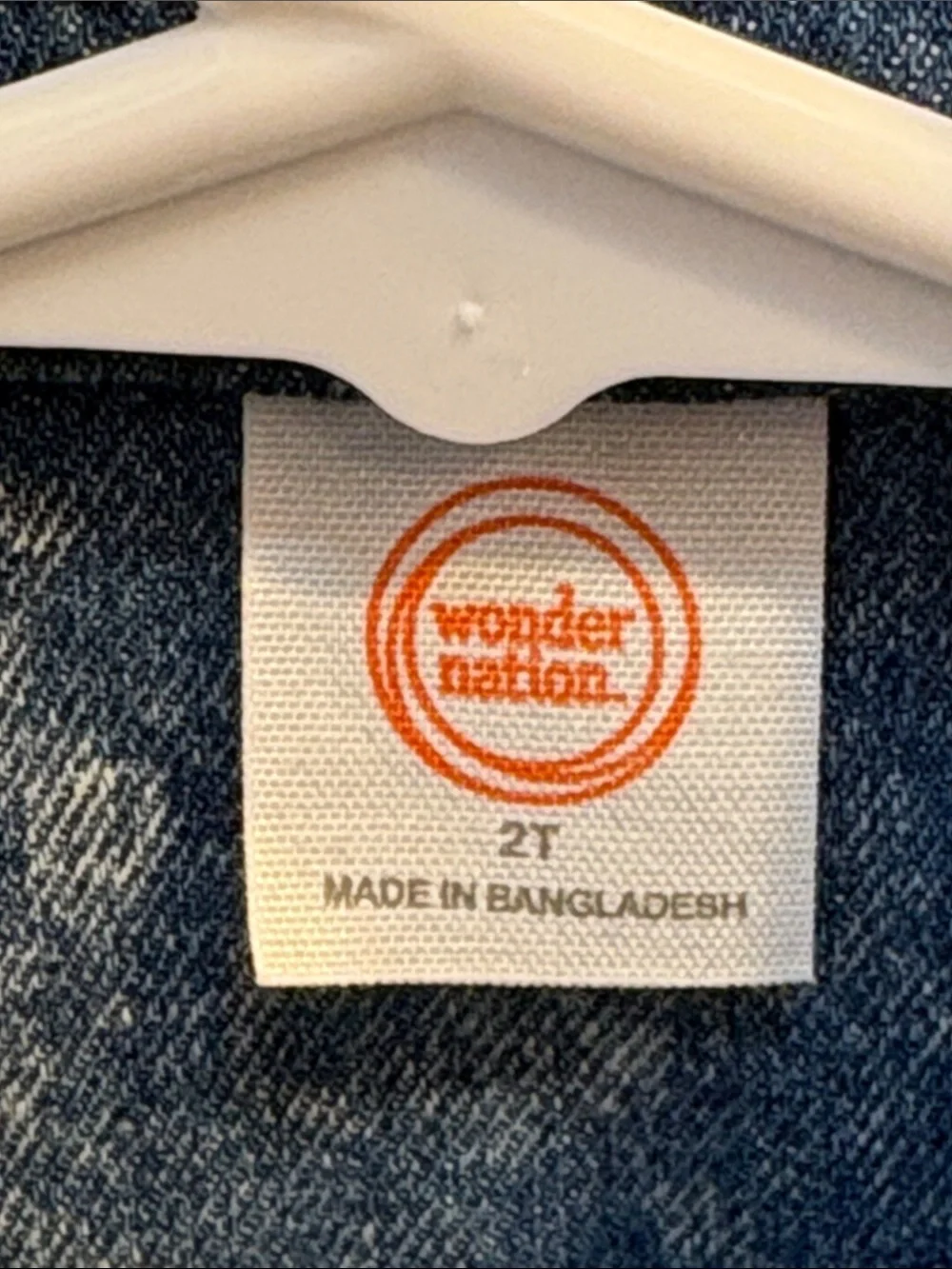 wonder nation Washed Denim Jacket with White Olivia Embroidery - Blue